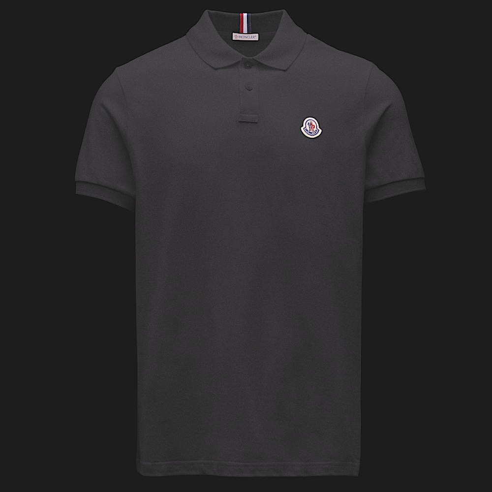 MONCLER Men’s Piqué Polo Shirt in color Black, size XL; brand new with tags